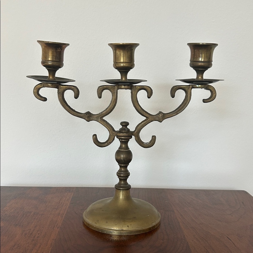 Vintage Brass Ornate Candelabra